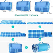 Picknickdeken - Picknickkleed - Strandlaken - Plaid - Voor Camping, Reizen & Outdoor Activiteiten - Waterdicht en Opvouwbaar met Handvat - Groot Formaat, Lichtgewicht - Blauw - 300x300cm