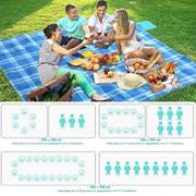 Picknickdeken - Picknickkleed - Strandlaken - Plaid - Voor Camping, Reizen & Outdoor Activiteiten - Waterdicht en Opvouwbaar met Handvat - Groot Formaat, Lichtgewicht - Blauw - 200x200cm