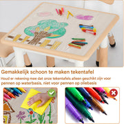 Kindertafel met stoeltjes - 2 stoelen - Activiteiten tafel - Speeltafel Kinderbureau - 3-8 jaar - In Hoogte Verstelbaar - Studeertafel voor Kinderen - Beige