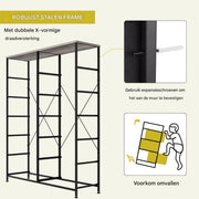 Dressoir kast - Grijs - voor Woonkamer of slaapkamer met 12 Lades - Stof en stalen frame - Ladekast - Opbergkast
