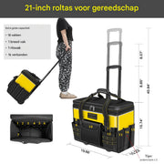 Gereedschapstrolley - Gereedschapswagen - Koffer - Waterdicht met wielen - 18 vakken