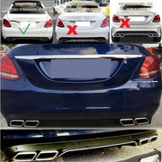 Achterbumper Diffuser met Uitlaat Tips - Voor Mercedes W205 C200/C300 Sedan (2015-2018)- Auto Accessoires