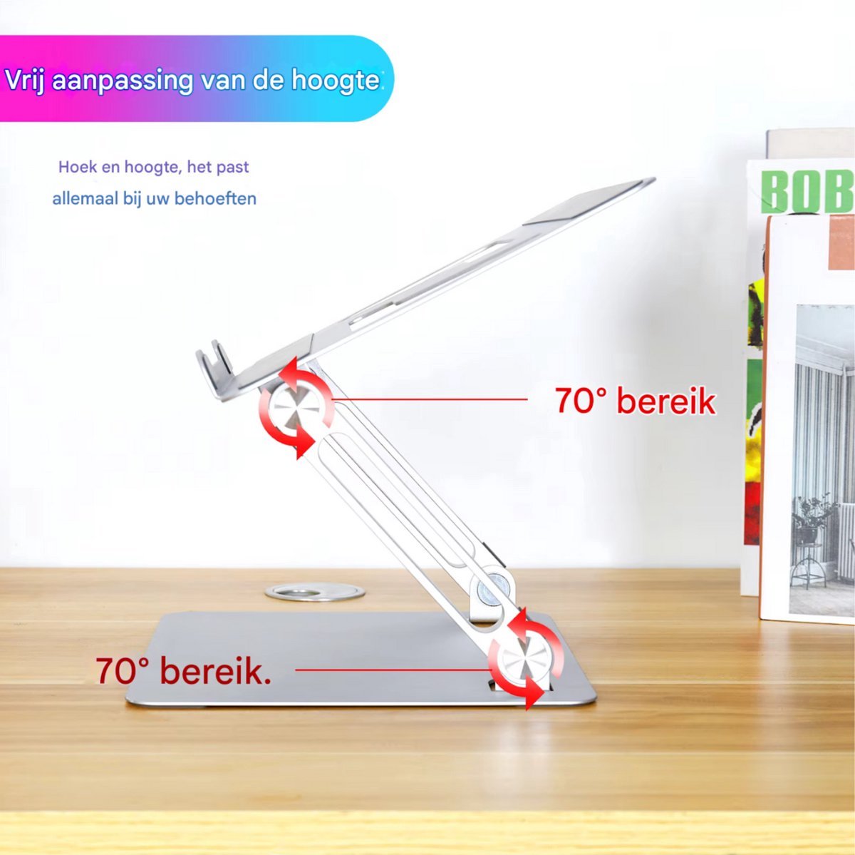 Laptopstandaard Vaylen - Ergonomisch - Verstelbaar en opvouwbaar - Notebook- en Tablet Houder voor MacBook en iPad