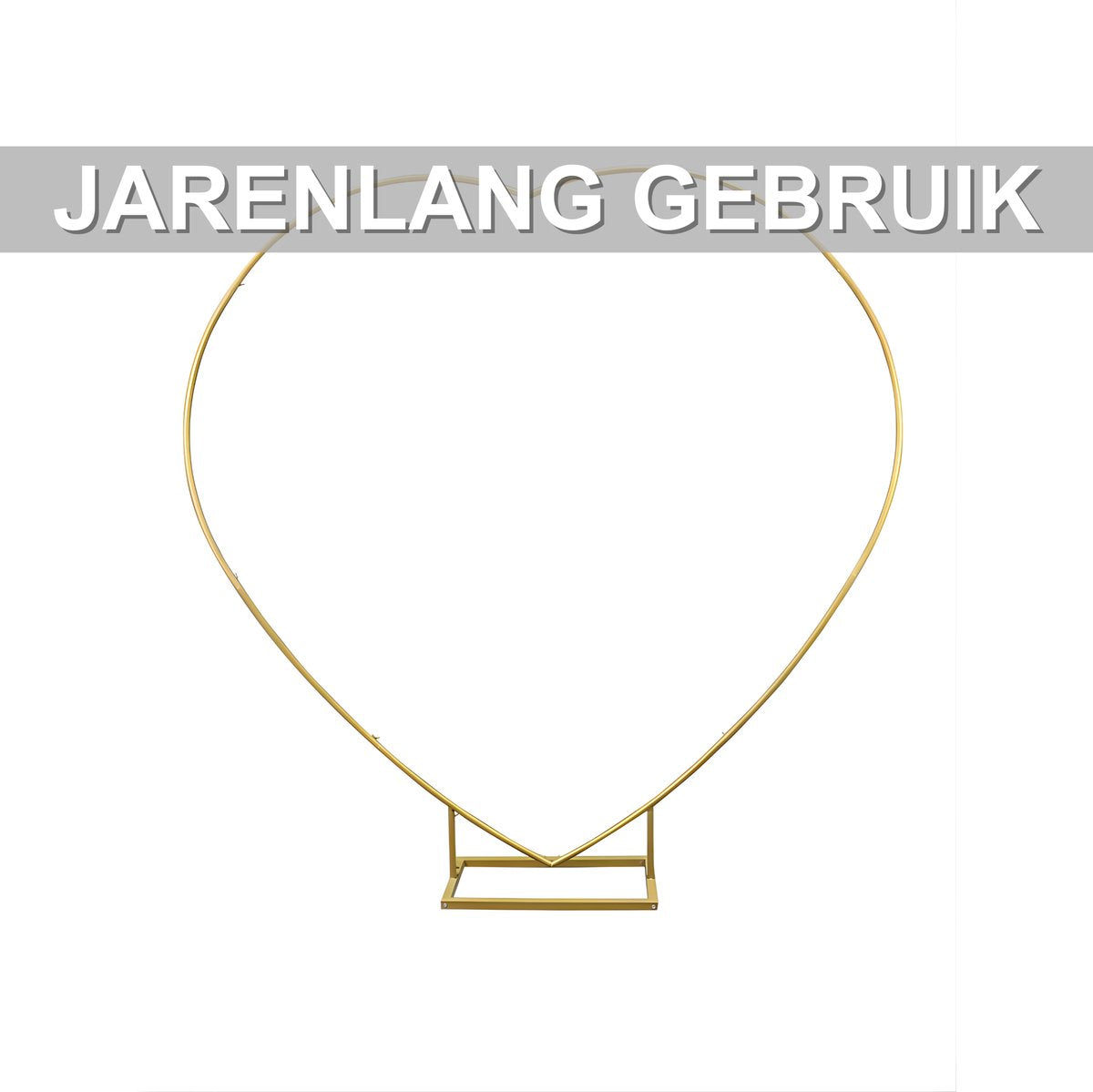 Bruiloftsboog - Hartvormig - Bloemenboog - Ballonnenboog – Voor Bruiloft & Ceremonie – Metalen Boogframe met Basis – Goud - 2M