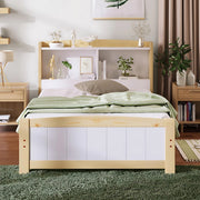 Eenpersoonsbed - Kinderbed - Kinderbedden - Voor Kinderen of Jeugd - Met Opberghoofdeinde & Lattenbodem - Grenenhout in Natuurlijk Wit - 90x200cm