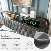 Bed - Tweepersoonsbedden - Tweepersoonsbed - USB C Oplaadfunctie APP-bediening LED Metalen bed - 140x200 - bedframe 4 Laden Fluweel
