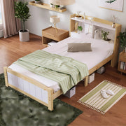 Eenpersoonsbed - Kinderbed - Kinderbedden - Voor Kinderen of Jeugd - Met Opberghoofdeinde & Lattenbodem - Grenenhout in Natuurlijk Wit - 90x200cm