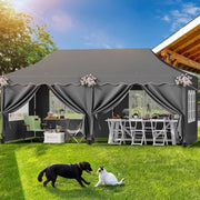 Paviljoen- Partytent - Tuin tent - Overkapping - Gazebo - Opvouwbare Partytent met Zijwanden - UV50+ Bescherming - Waterdicht & Stevig - Voor Tuinfeest & Buitengebruik - Grijs - 3x6m