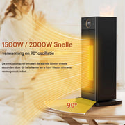 Draagbare elektrische heater - 2000W - Met afstandsbediening - verwarmings ventilator - Voor thuisgebruik en kantoor - Met timer