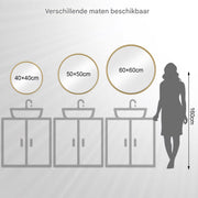 Ronde Wandspiegel - Stijlvolle Ophangspiegel met Gouden Metalen Frame - Geschikt voor Badkamer, Slaapkamer, Woonkamer en Hal - 80x80cm