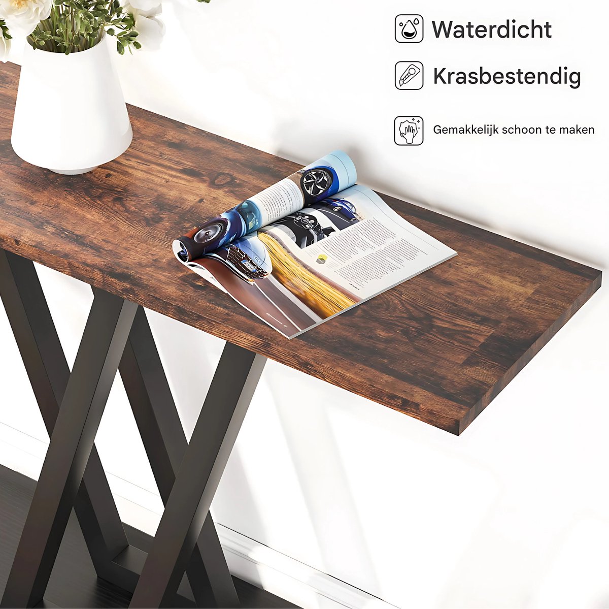 Consoletafel - Wandtafel - Haltafel - Gang of woonkamer - 110cm - Bruin