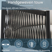 Tuinmeubelset - Loungeset - Tuinlounge Lounge Set - 3-zits Sofa met Fauteuils & Banktafels - Handgevlochten Touw & Marmeren Glasplaat - Grijs Stalen Frame
