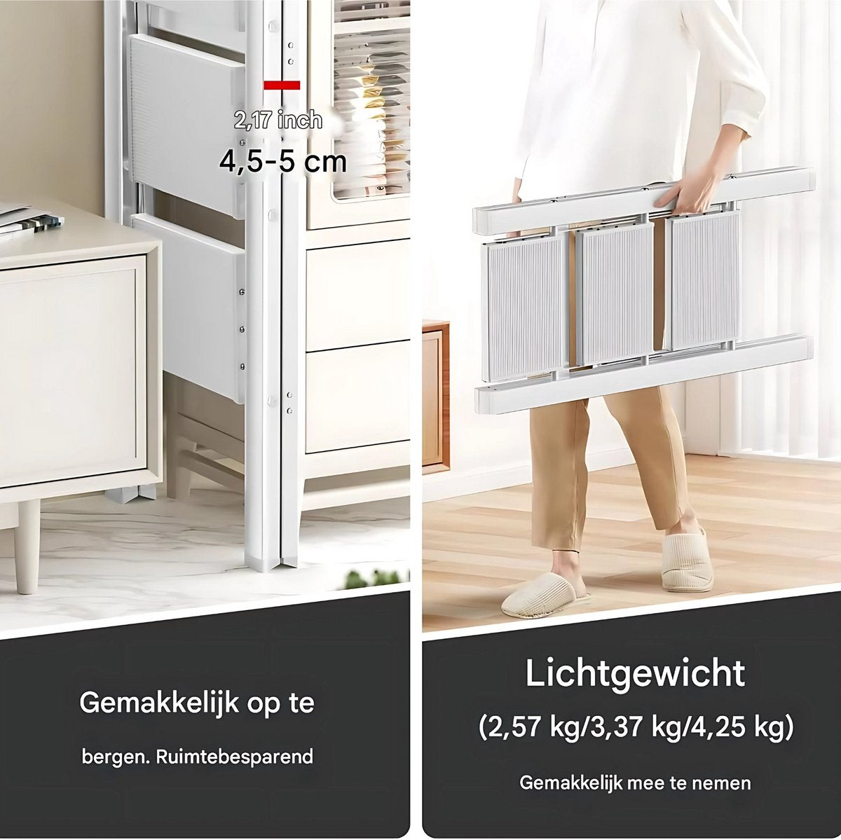 Trapladder - Keukentrap - Huishoudtrap - 3-treden - Voor Thuisgebruik en Klussen - Opvouwbaar, Aluminium met Antislipvoeten - Lichtgewicht, Draagbaar, Max. 150 kg