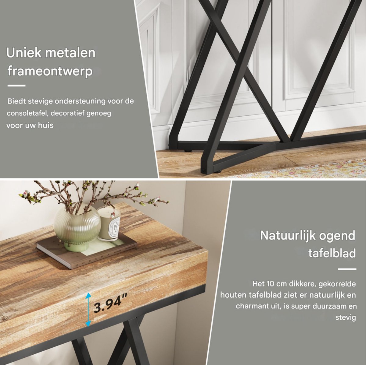 Wandtafel -Haltafel - Dressiortafel - Bijzettafel - Sidetable - Beige/Hout