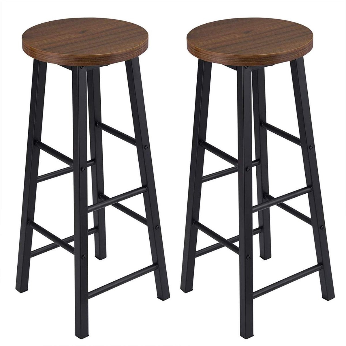 Hoge barkrukken Lyon - Zithoogte 71cm - Donkerbruin - Set van 2 - Keuken - Barstoelen - Zonder rugleuning - Hout