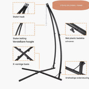 Egg hangstoel Tavien - Voor kinderen - Hangmat X-standaard - met Boomentent - Speeltent Binnen en Buiten - Egg chair cocoon - Metalen Schommelstoel - Grijs