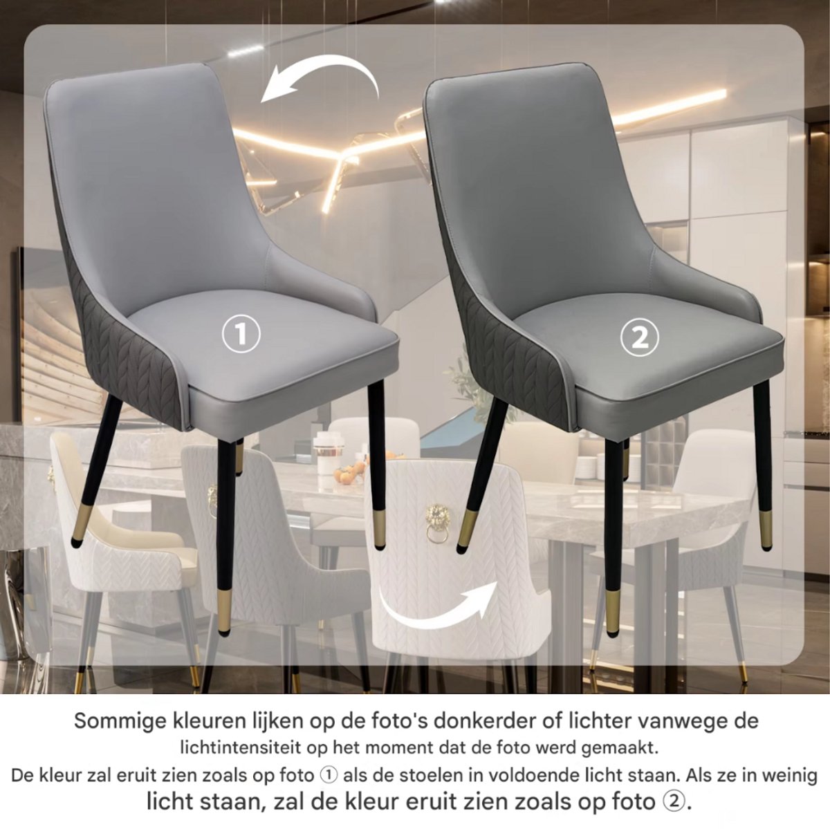 Luxe Eetkamerstoelen Paris - Set van 2 - Met Hoge Dichtheid Sponsschuim - Elegante Keuken- of Restaurantstoel - Lounge - Khaki