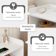 Nachtkast met RGB lichten - Wit - Slaapkamer - Met ingebouwde usb oplaadpoorten