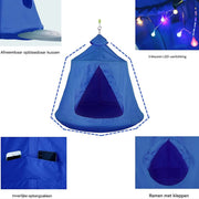 Egg hangstoel Zyrell - Voor kinderen - Hangmat X-standaard - met Boomentent - Speeltent Binnen en Buiten - Egg chair cocoon - Metalen Schommelstoel - Blauw