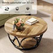 Salontafel Vitin - Rond - Modern - Voor woonkamer - Bijzettafel - 95cm - Bruin