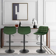 Barkrukken Moro Velvet - Met rugleuning - Groen - Set van 2 - Keuken - Barstoelen ergonomisch - Verstelbaar in hoogte - Zithoogte 60-82cm