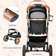 2-in-1 Hondenbuggy Fioren - Huisdieren wandelwagen - Reiswagen Hond - Comfort - Voor Honden en Katten - Opvouwbare Huisdierwagen met 360° Wielen - Met boodschappenmand - Hondenbox met Autobevestiging - Max. Belastbaarheid 25kg