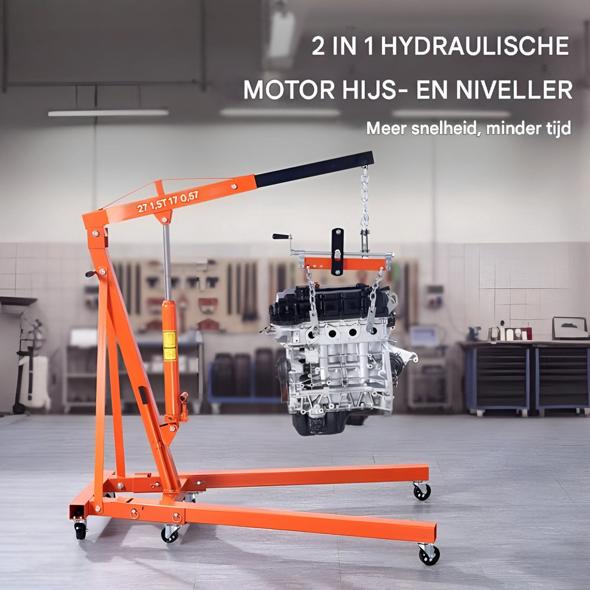 Werkplaatskraan - Inklapbaar - Motorblokkraan - Motorkraan - Garagekraan - motorkrik 680 kg -Motorhouder - Motorkrik