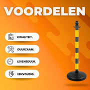 Afzetpalen - 4 stuks - 100CM - Geel/zwart - Afzetlinten - Afzetketting