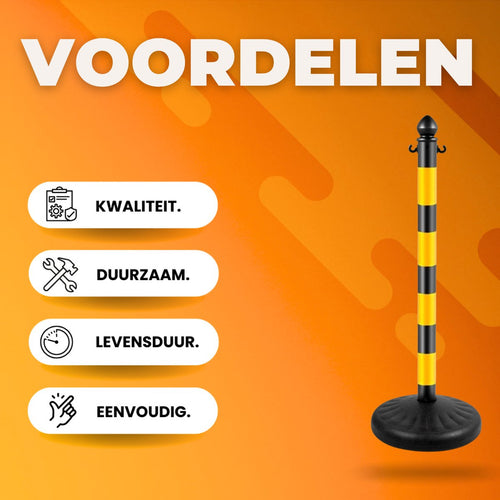 Afzetpalen - 4 stuks - 100CM - Geel/zwart - Afzetlinten - Afzetketting