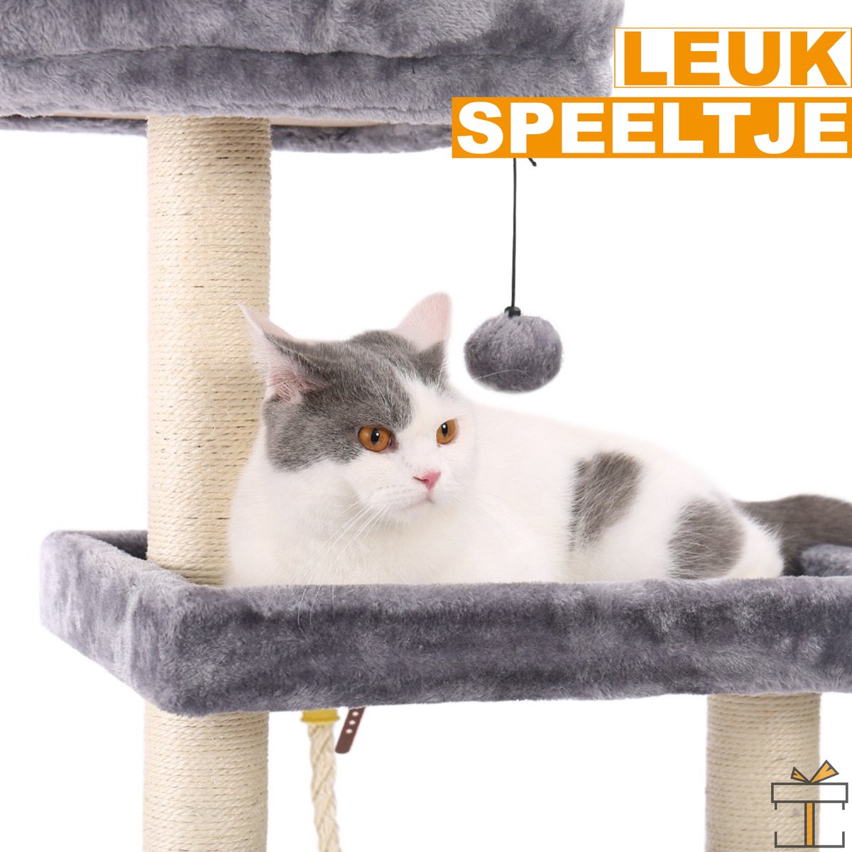 Happyment® Luxe Krabpaal voor Katten - Zachte Kattenmand hangmat - Grijs - Kattenspeelgoed - Geschikt voor kleine kittens - Black friday