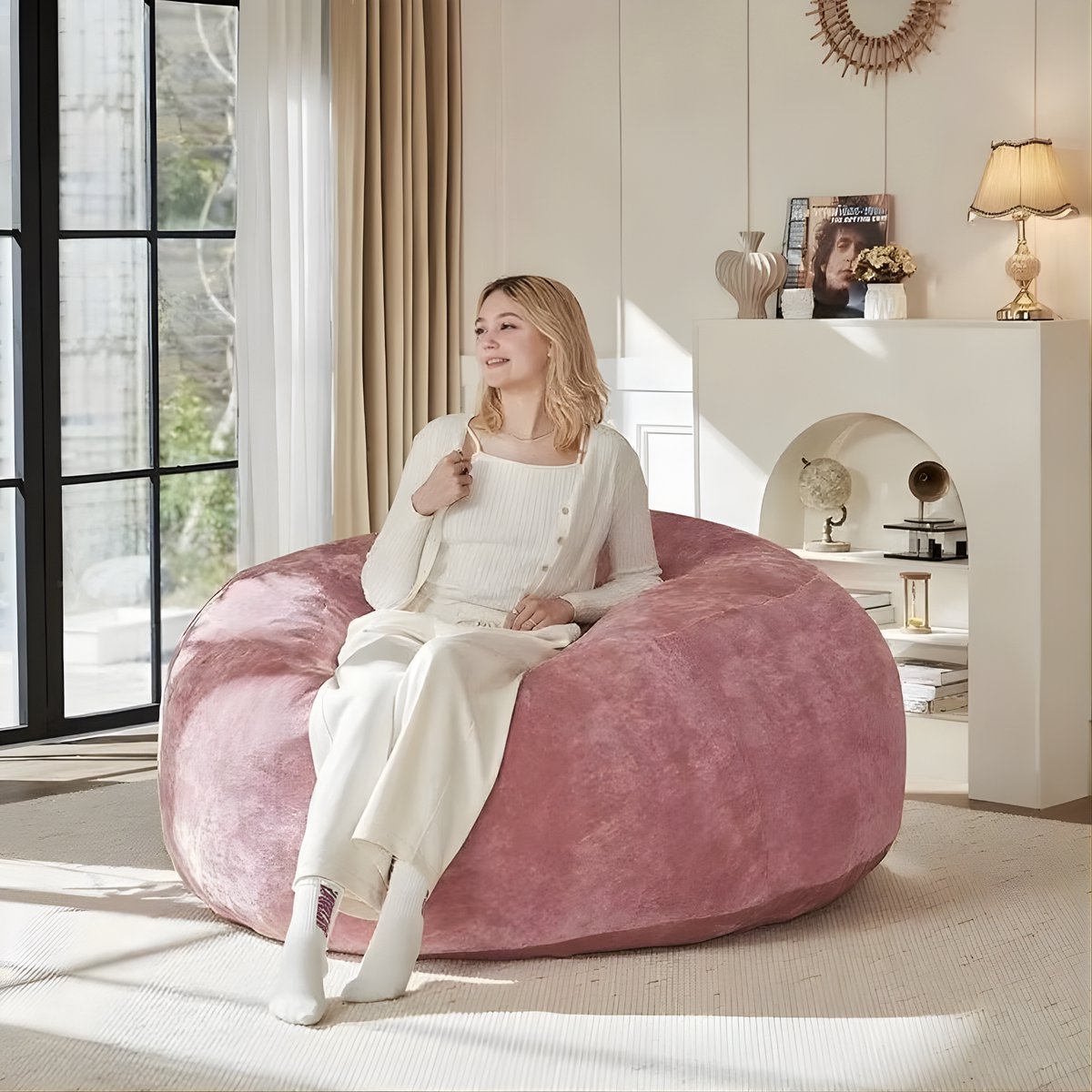 Zitzak Volwassenen – Loungestoel - Voor Slaapkamer & Balkon – Roze