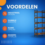 5-laags Boekenkast - Boekenplank - Wandplank - Boekenrek - Voor opslag / woonkamer / kantoor - Bruin