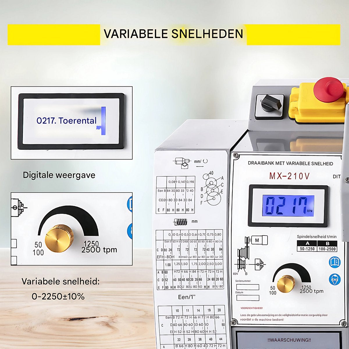 Precisie Metaal Draaibank – Mini Draaibank met 9 Frezen & 2 Klauwplaten – Voor Hobby en Werkplaats