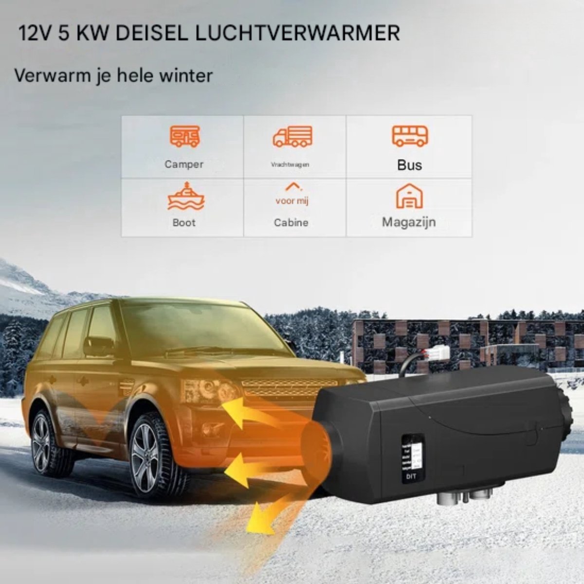 Happyment standkachel - Dieselkachel - 12V - LCD schakelaar - Auto, vrachtwagens Verwarming
