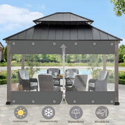 Zeildoek 210x240cm - Verranda - Dekzeil - Overkapping - Voor Terras, Pergola & Tuinhuis - Waterdicht - Wind - Donkergrijs