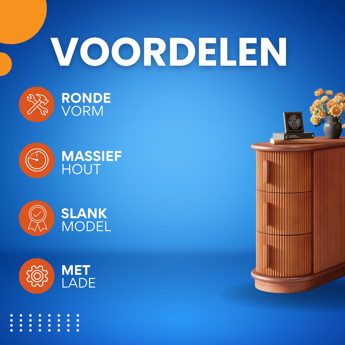 Vintage bijzettafel met lade - Bruin - Voor slaapkamer of woonkamer - Nachtkastje - Massief hout