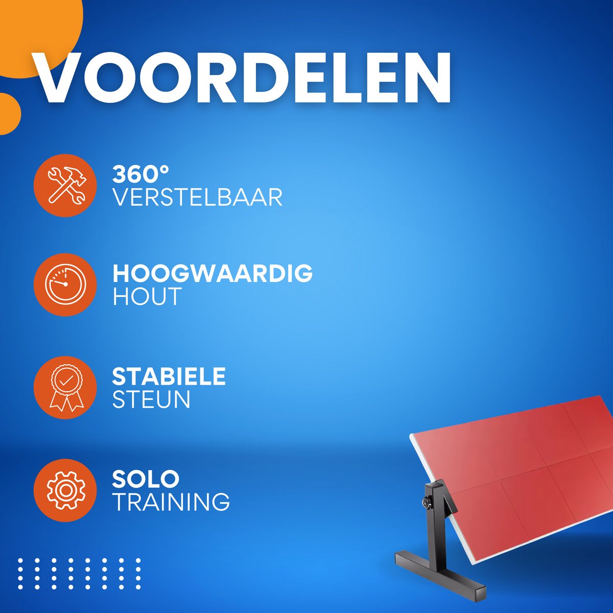 Tafeltennis trainier - Bounce board - Pingpong - Met 8 rubberen blokken en 360° verstelbare hoek - Duurzaam trainingsbord