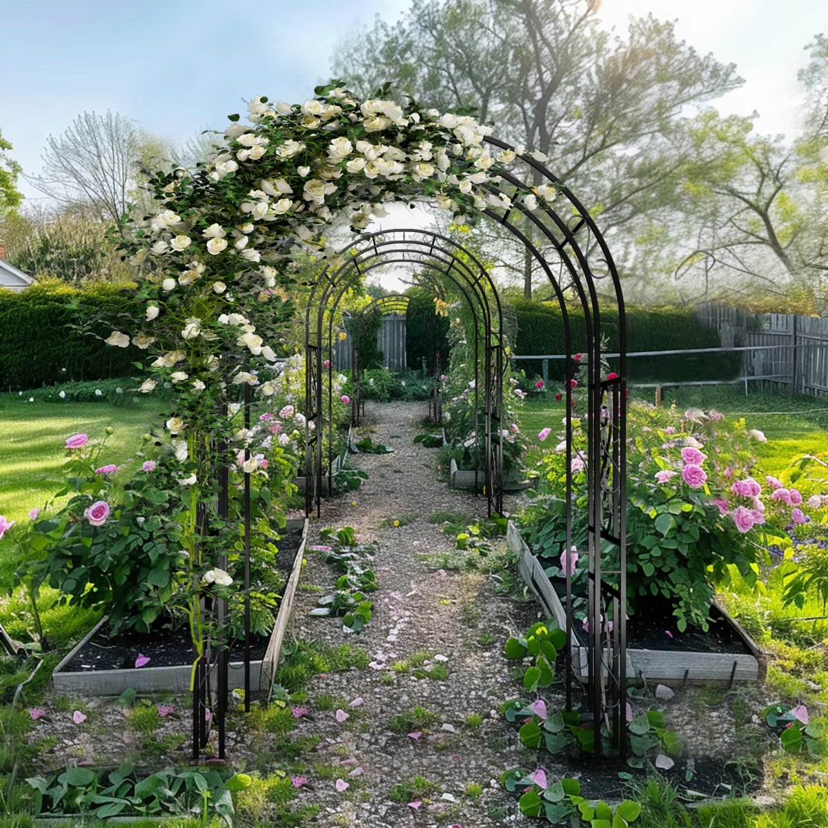Rozenboog 215cm - Tuinboog - Decoratie - Buitenluifel - Versiering - Multifunctioneel - Voor klimplanten