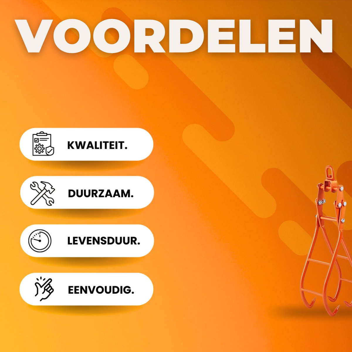 Professionele Bosbouwtang - Stamverplaatser 1000kg - Transporttang - Oranje Handgreep
