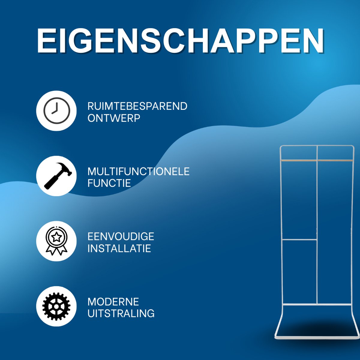 Kapstok met bank - Kledingrek - Schoenenrek - Voor kledingopslag en schoenen - Multifunctioneel - Met haken en bankje - Wit