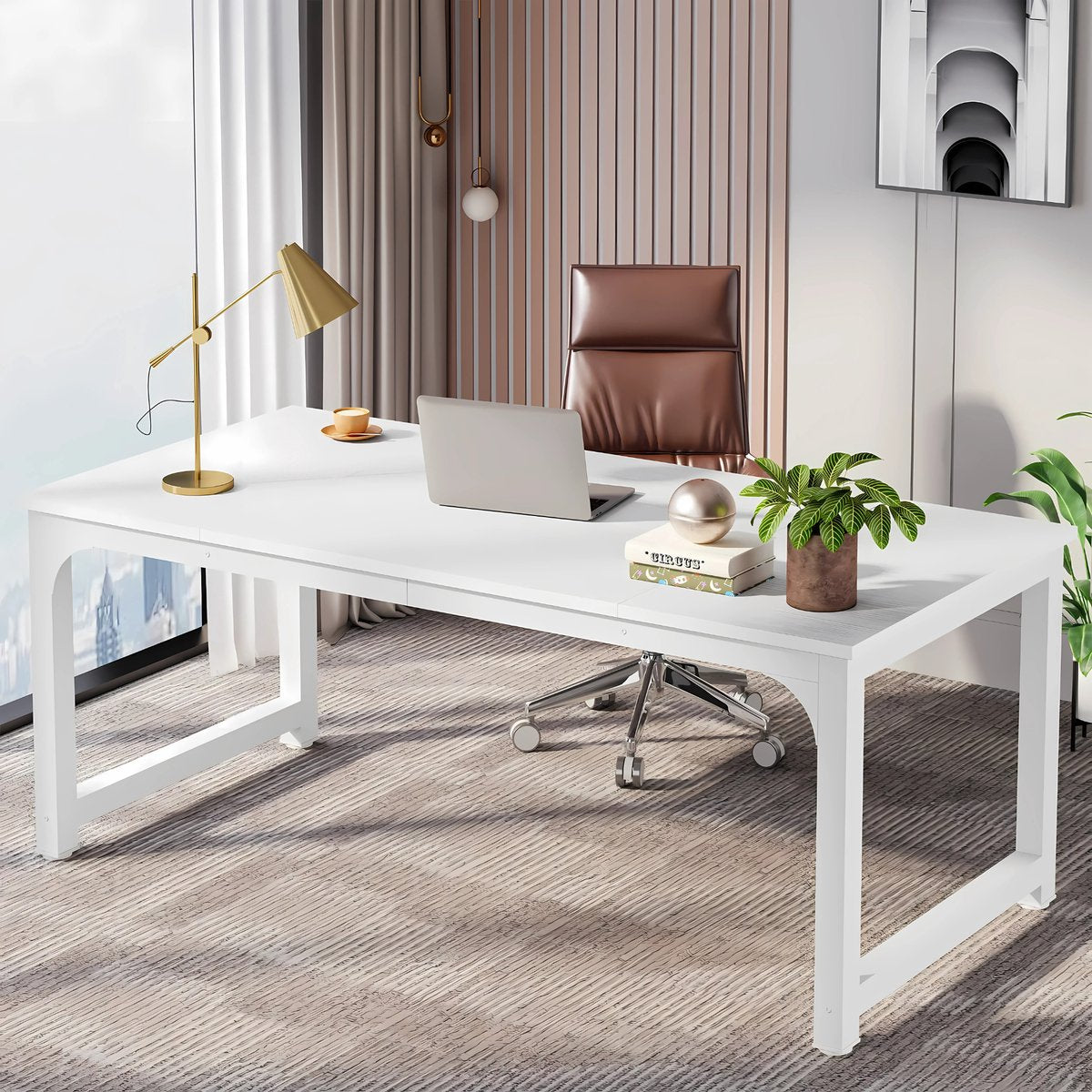 Modern Computerbureau - Wit - Voor Thuiswerkplek of Kantoor - Bureau - 180cm