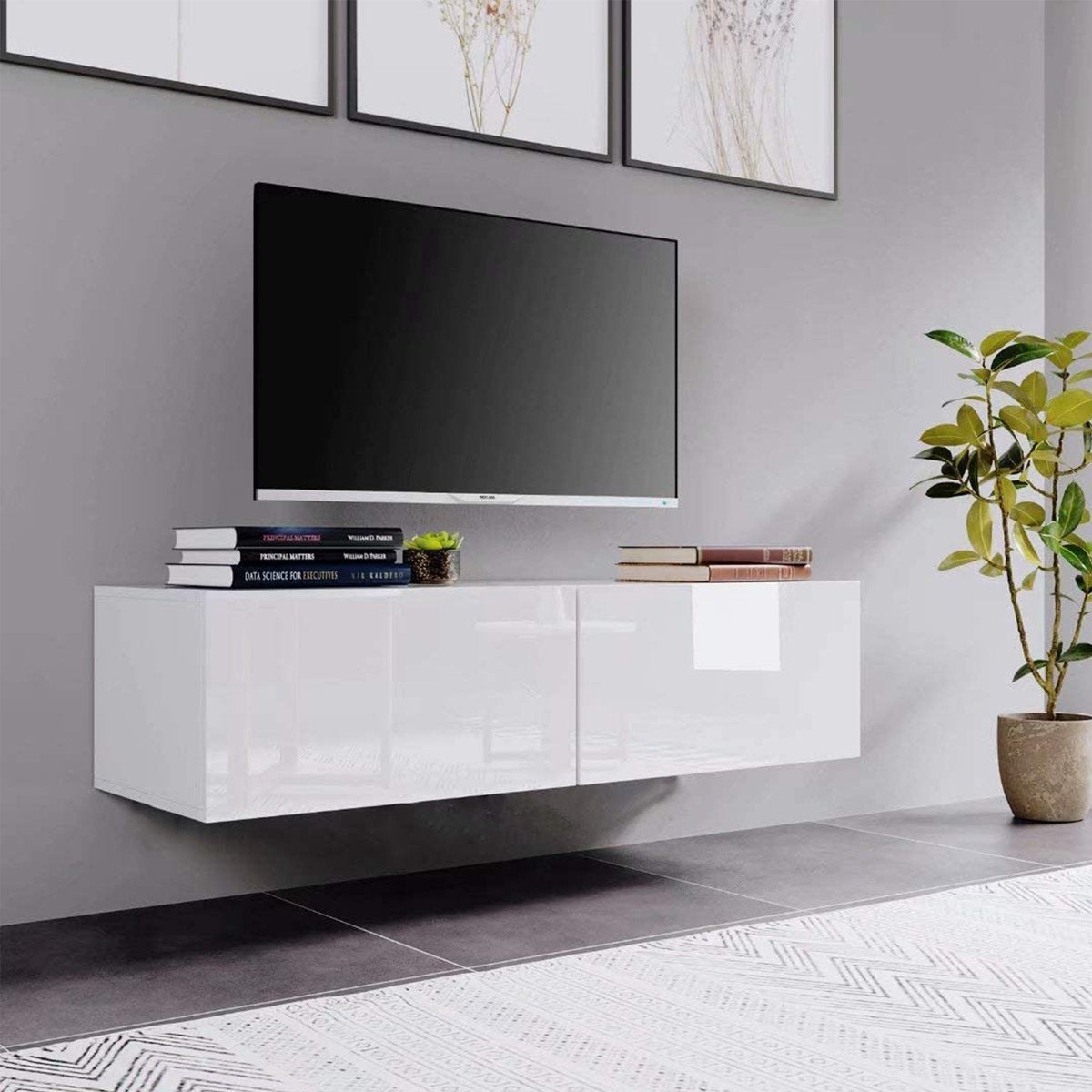Bolt Edge TV Meubelkast - Wit - Met lade - Landelijk - 120x40x30cm