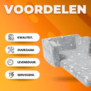 Grijze Opvouwbare Kinderstoelbank – Kinderfauteuil met Opbergruimte – Belastbaar tot 20 kg