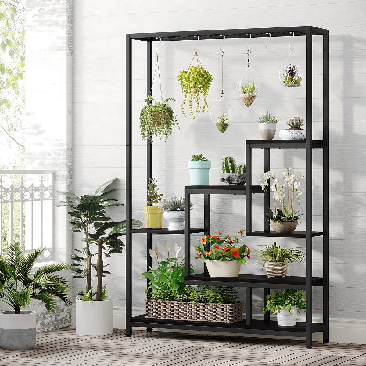 Plantenstandaard met 5 lagen - Plantenrek voor Binnen - 180cm - Plantenladder - Zwart