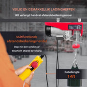Elektrische Lier - 300-600 kg - Takel - Kabeltakel - 12 m Hefhoogte - 10 m/min - Met afstandbediening