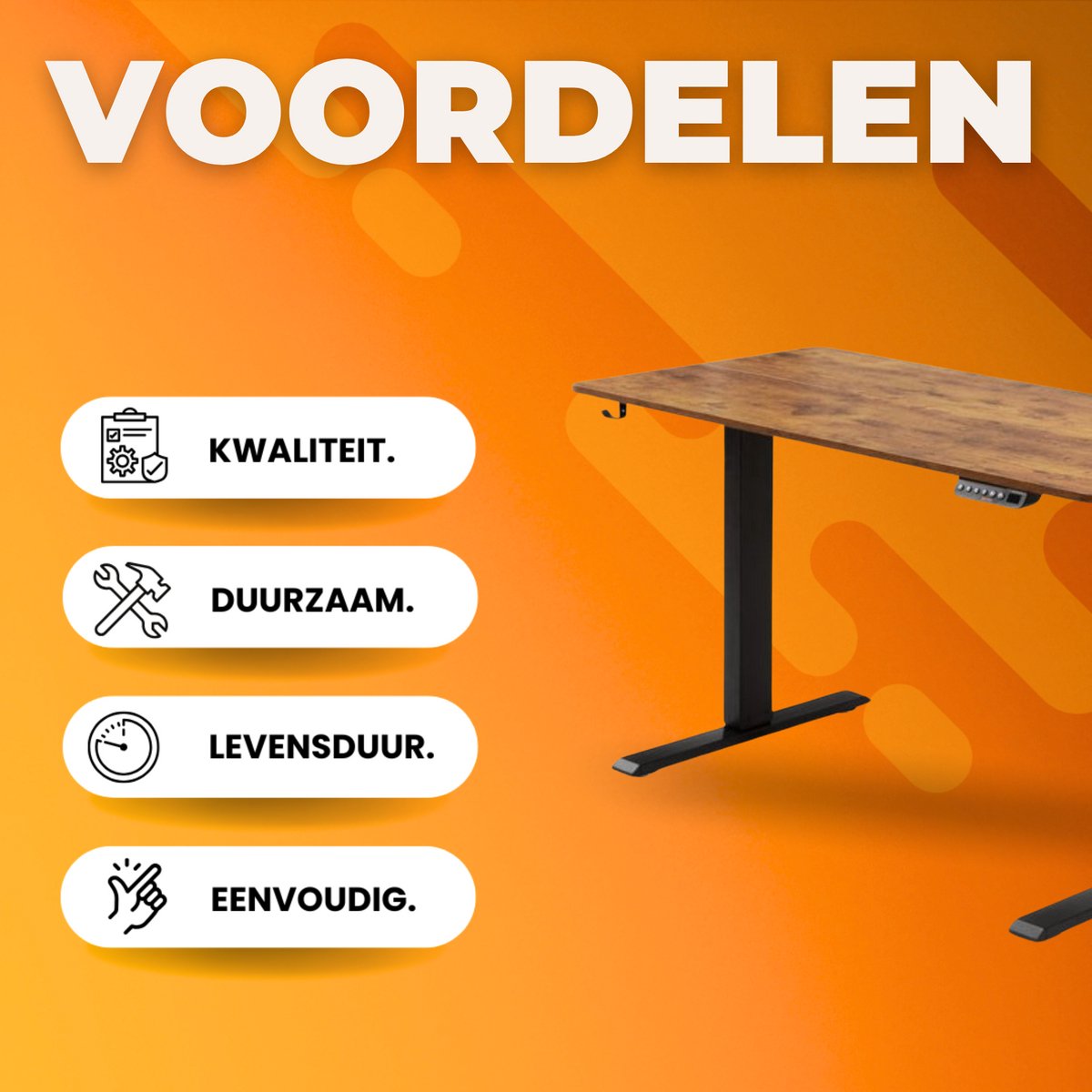 Elektrisch zit sta bureau Deluxe - Verstelbaar - 140x70cm - Voor Thuis en op Kantoor - In Hoogte Verstelbaar - Geheugenbediening