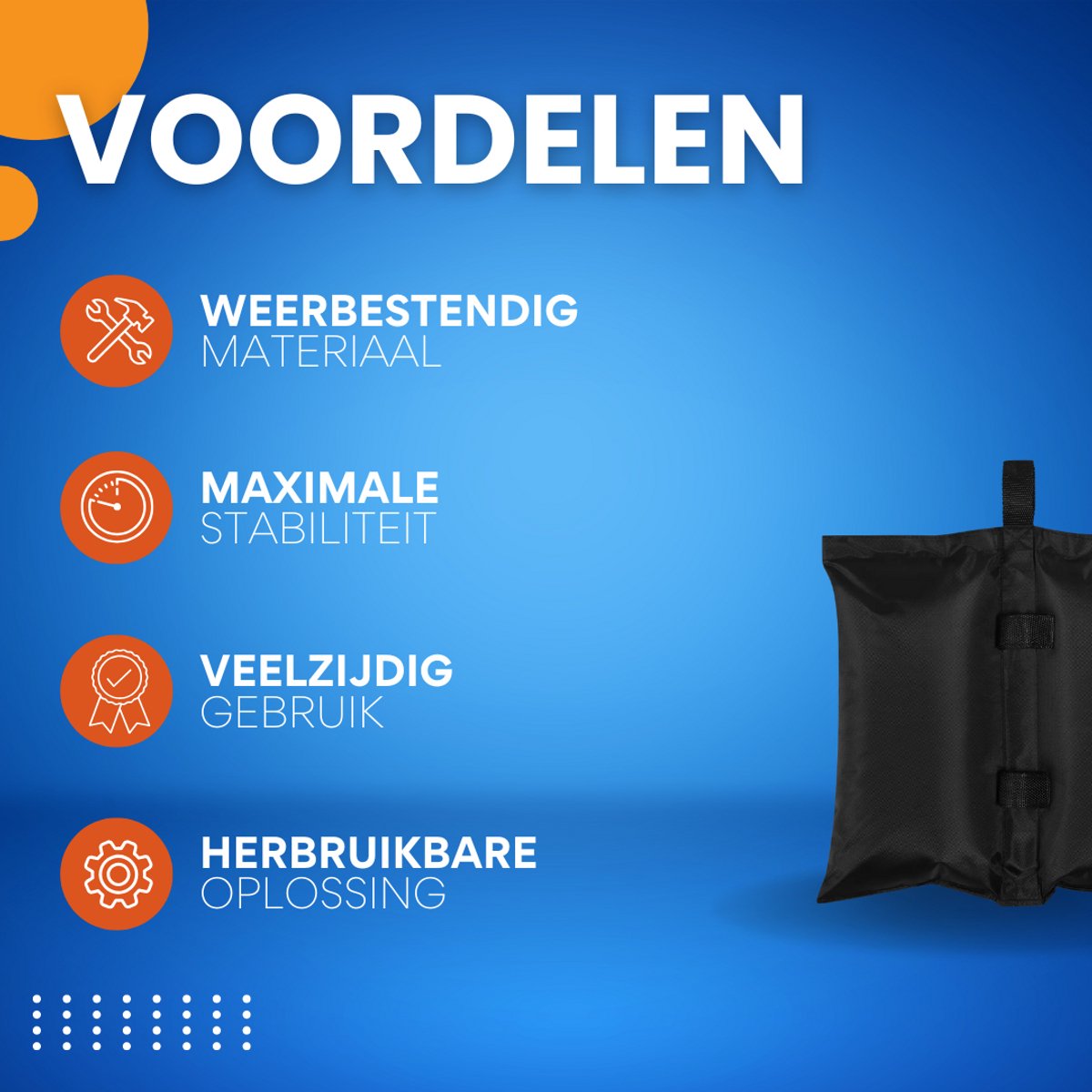 4 Stuks Zandzakken - Zware Gewichtszakken voor Tuinhuisje & Parasol - Tentgewichten voor Pop-up Partytent - Windbestendig - Ideaal voor de Tuin