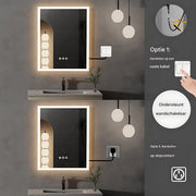 Badkamerspiegel Berlin - 40x50cm - Met verwarming en LED verlichting - Geen condens - Spiegel voor badkamer