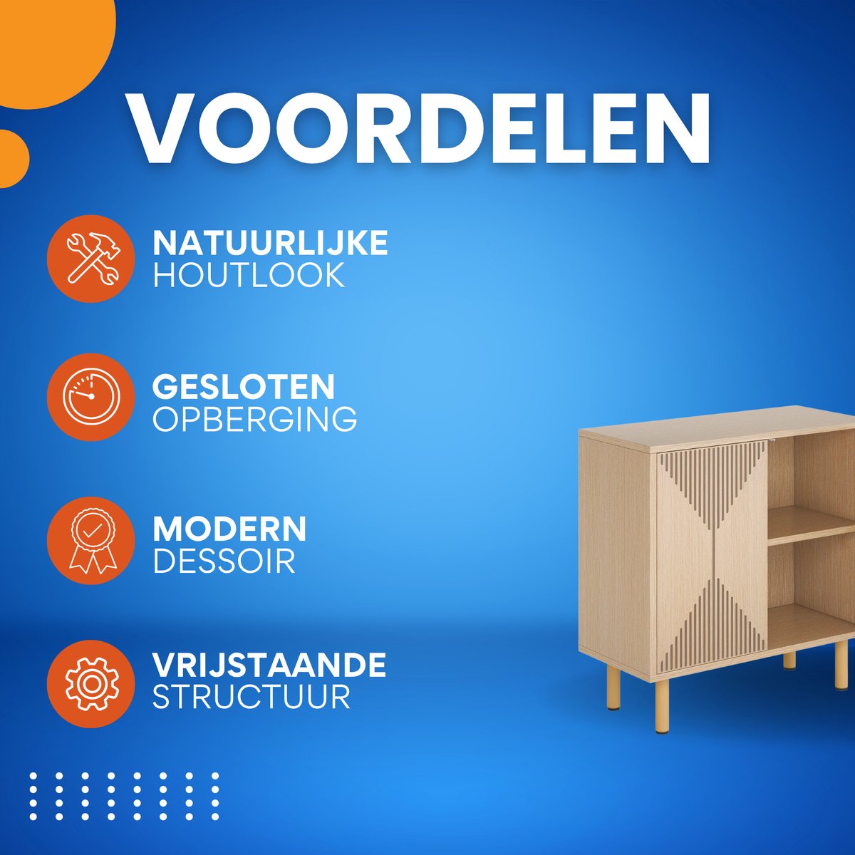 Opbergkast met deuren - Binnen - Voor woonkamer of hal - Dressoir- Naturel