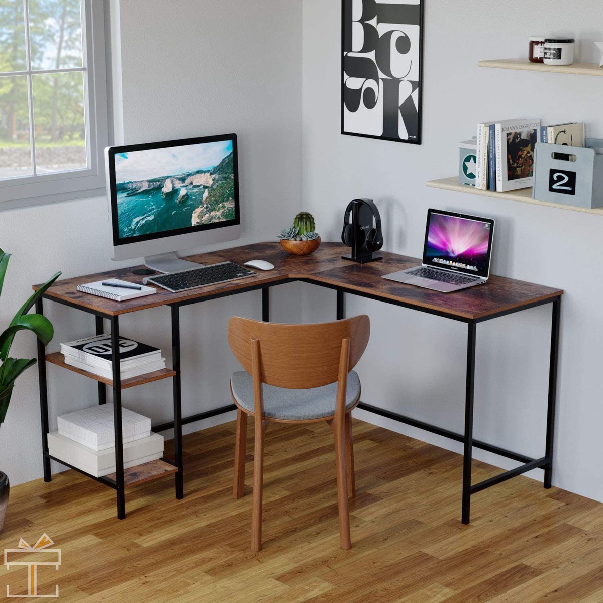 Hoekbureau - Computerbureau - Gaming Desk - Industrieel Design - Zwart